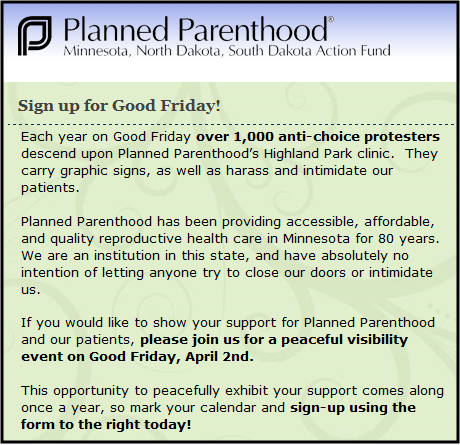 Planned Parenthood Highland Park, Minnesota, Good Friday, abortion.png